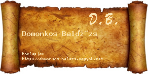 Domonkos Balázs névjegykártya